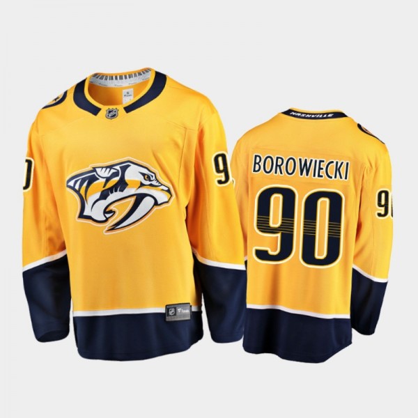 Nashville Predators Mark Borowiecki #90 Home Yellow 2020-21 Breakaway Player Jersey