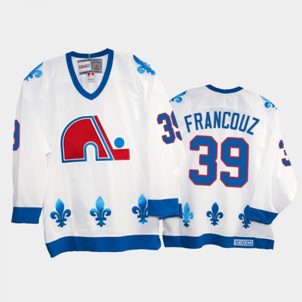 Pavel Francouz #39 Quebec Nordiques Heritage Vintage White Replica Jersey