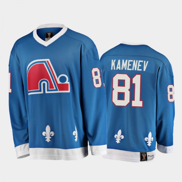 Vladislav Kamenev #81 Quebec Nordiques Heritage Vintage Blue 25th Season Jersey