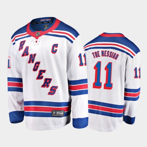 Men's New York Rangers Mark Messier #11 Away Retired Player Nikename White Jersey