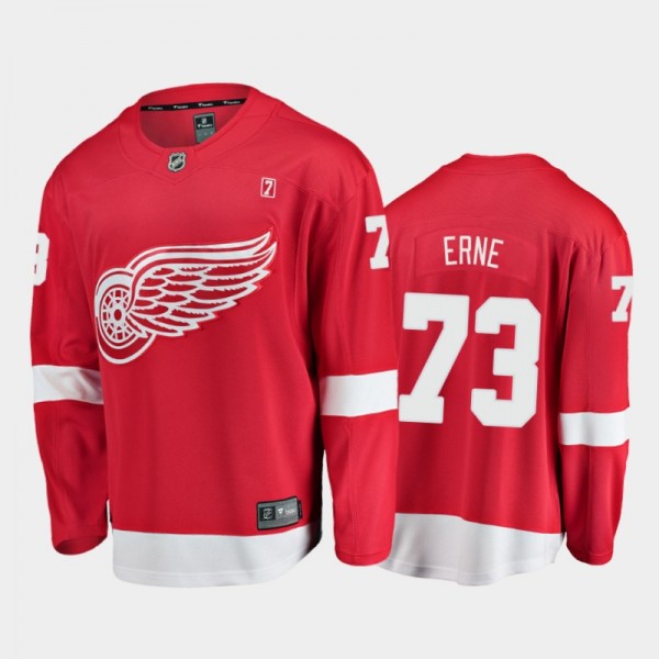 Red Wings Adam Erne #73 Home 2021 Red Player Jerse...