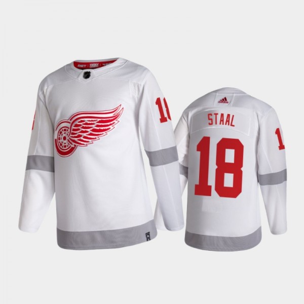 Men's Detroit Red Wings Marc Staal #18 Reverse Retro 2020-21 White Authentic Jersey