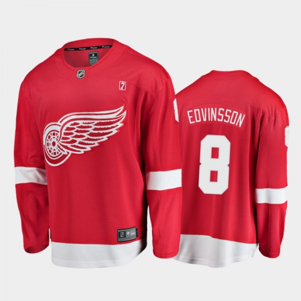 Men Detroit Red Wings Simon Edvinsson #8 Home Red 2021 NHL Draft Jersey