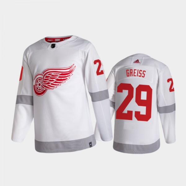 Men's Detroit Red Wings Thomas Greiss #29 Reverse Retro 2020-21 White Authentic Jersey