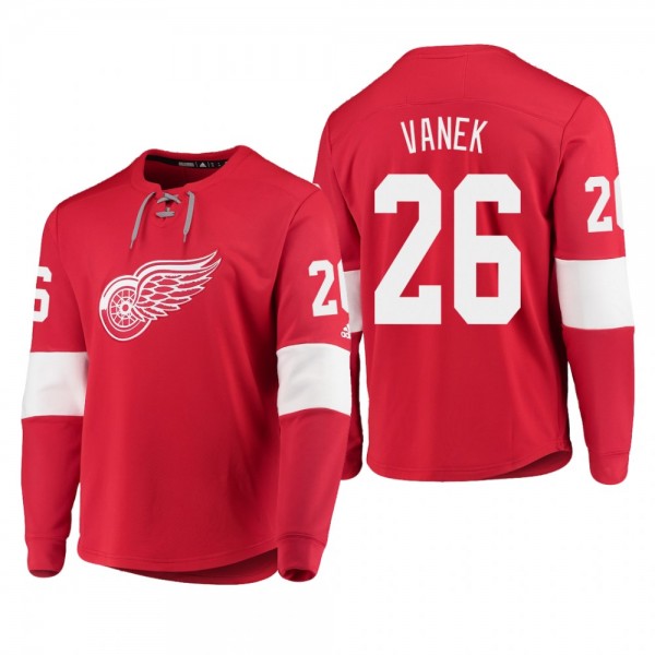 Red Wings Thomas Vanek #26 Adidas Platinum Long Sleeve 2018-19 Cheap Jersey T-Shirt Red