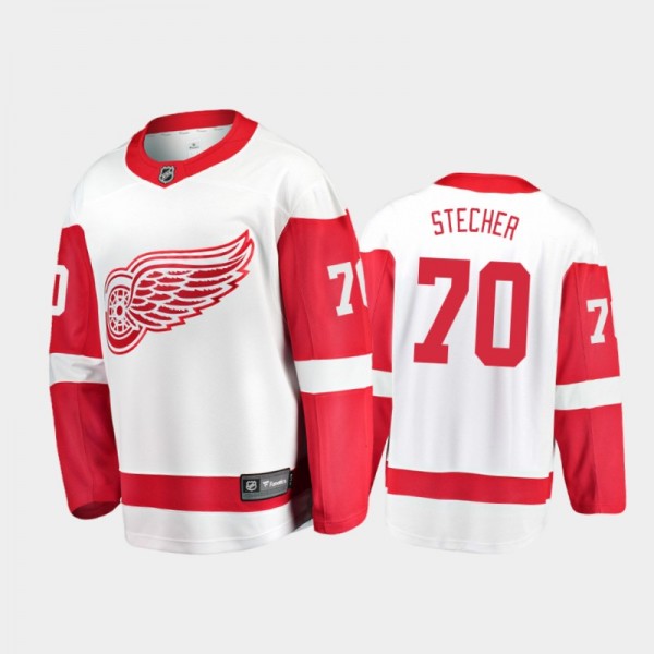 Detroit Red Wings Troy Stecher #70 Away White 2020...