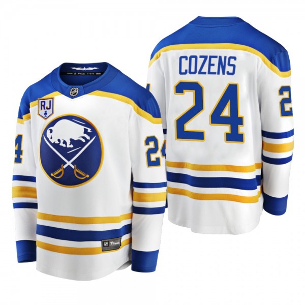 Buffalo Sabres Dylan Cozens Honor Rick Jeanneret patch Jersey White