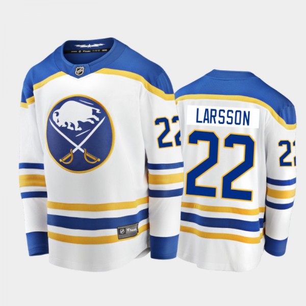 Buffalo Sabres Johan Larsson #22 Away White 2020-2...
