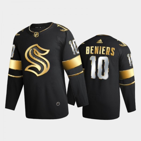 Seattle Kraken Matty Beniers 2021 NHL Draft Black Golden Authentic Jersey