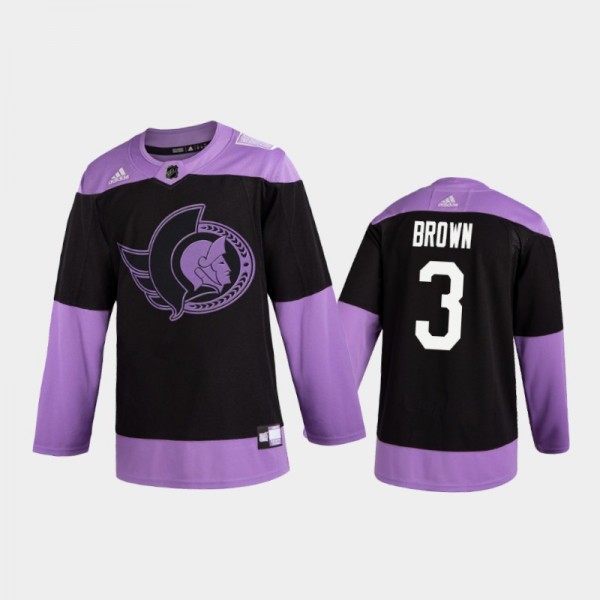 Men's Josh Brown #3 Ottawa Senators 2020 Hockey Fi...