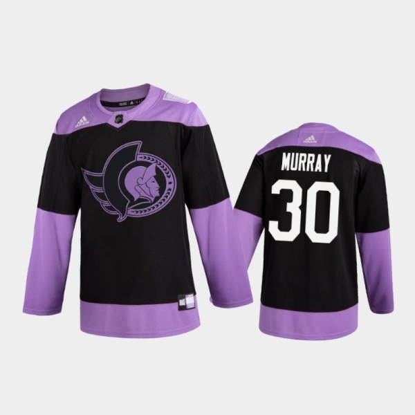 Men's Matt Murray #30 Ottawa Senators 2020 Hockey Fights Cancer Purple 2D Practice Jersey