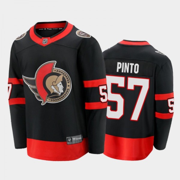 Men's Ottawa Senators Shane Pinto #57 Home Black 2...