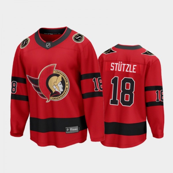 Men's Ottawa Senators Tim Stutzle #18 Reverse Retro Red 2021 Jersey