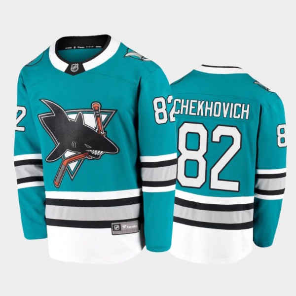 Men's San Jose Sharks Ivan Chekhovich #82 Throwback Teal 2021 30th Anniversary Jersey