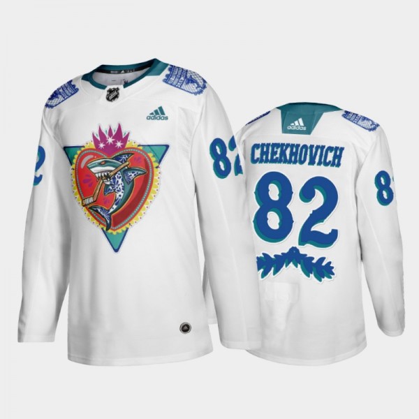 Men's San Jose Sharks Ivan Chekhovich #82 Los Tiburones Night White Jersey