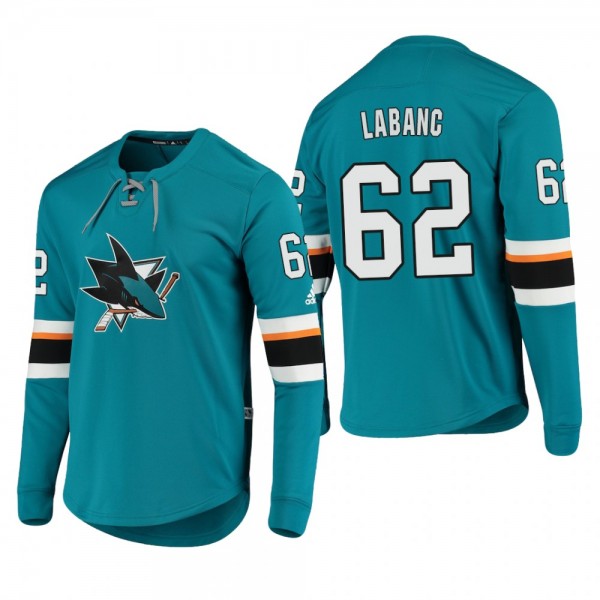 Sharks Kevin Labanc #62 Platinum Long Sleeve 2018-19 Cheap Jersey T-Shirt Teal