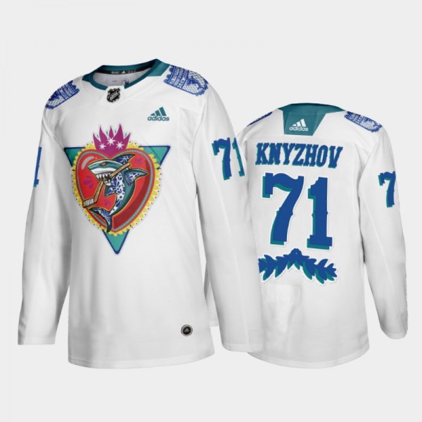 Men's San Jose Sharks Nikolai Knyzhov #71 Los Tiburones Night White Jersey