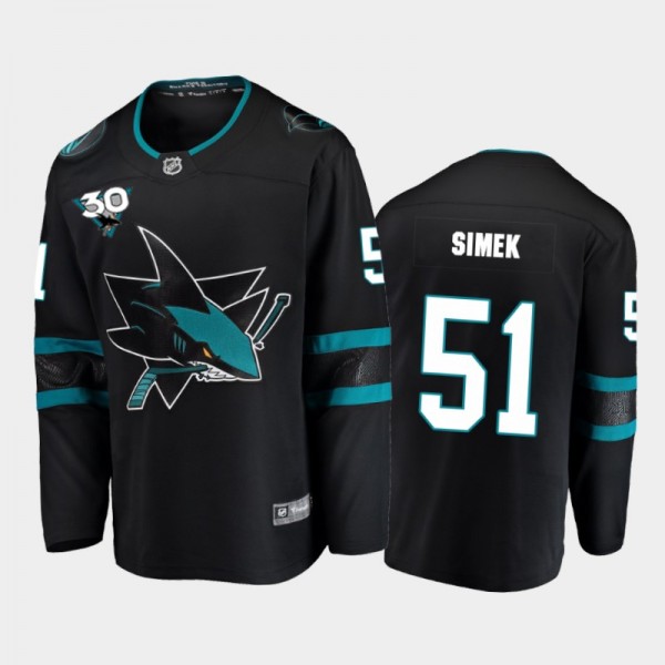 Men's San Jose Sharks Radim Simek #51 Commemorate 30th Anniversary Alternate Black Jersey