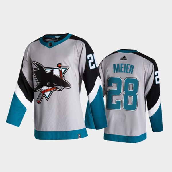 Men San Jose Sharks Timo Meier #28 Reverse Retro 2020-21 Grey Special Edition Authentic Jersey