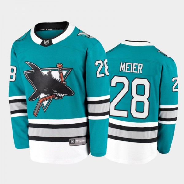 Men's San Jose Sharks Timo Meier #28 Heritage Teal 2020-21 30th Anniversary Jersey
