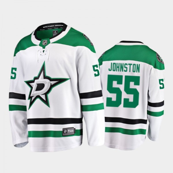 Men Dallas Stars Wyatt Johnston #55 Away White 2021 NHL Draft Jersey