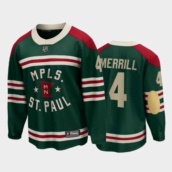 Minnesota Wild #4 Jon Merrill 2022 Winter Classic Green State of Hockey Jersey