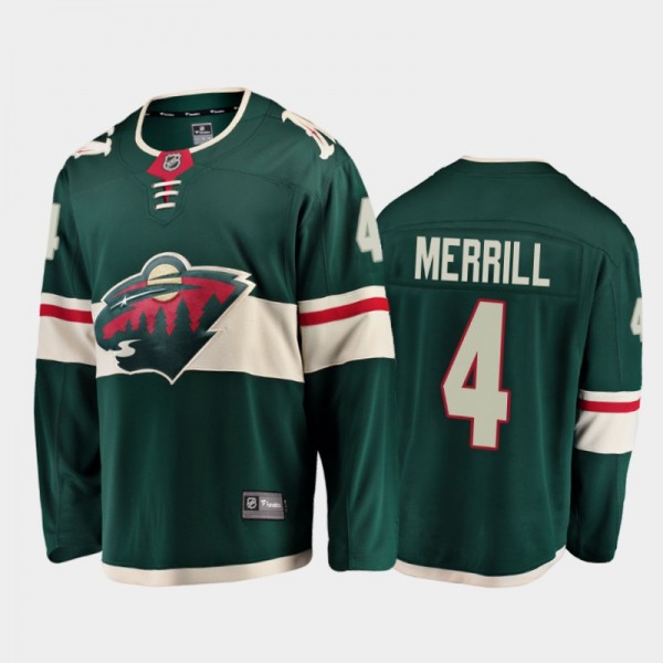 Minnesota Wild #4 Jon Merrill Home Green 2021 Player Jersey