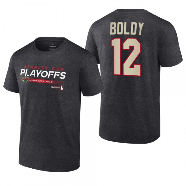 Matt Boldy 2022 Stanley Cup Playoffs Minnesota Wild Charcoal T-Shirt