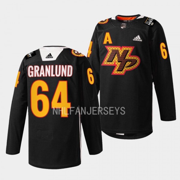 Nashville Predators 2023 Black History Month Mikael Granlund #64 Black Jersey Kente-Inspired Sweater