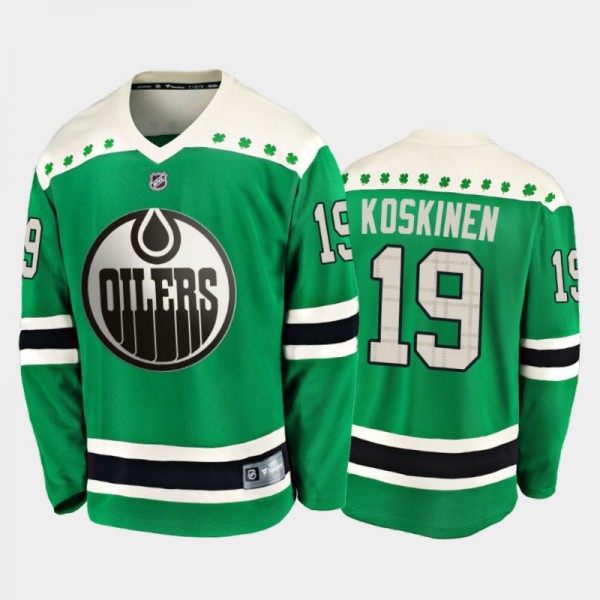 Fanatics Mikko Koskinen #19 Oilers 2020 St. Patrick's Day Replica Player Jersey Green