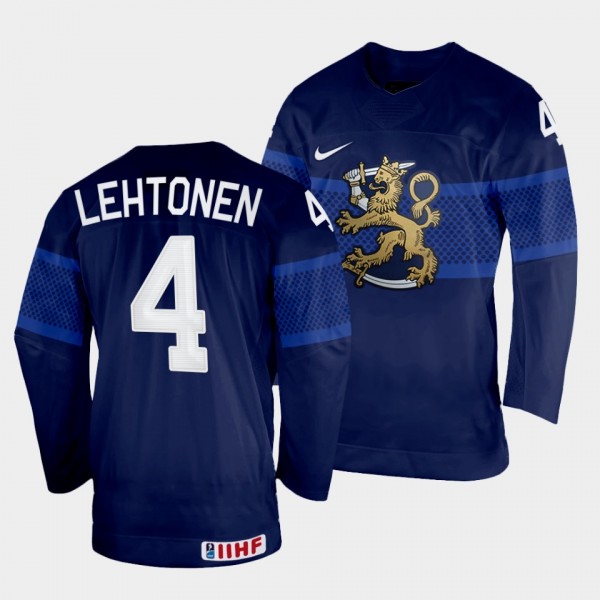 Finland 2022 IIHF World Championship Mikko Lehtonen #4 Navy Jersey Away