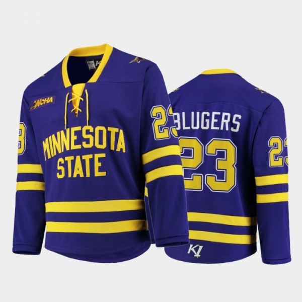 Minnesota State Mavericks Teodors Blugers #23 College Hockey Purple Replica Jersey