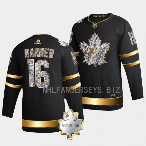 Mitch Marner Toronto Maple Leafs Memorial Borje Patch #16 Black Diamond Edition Jersey
