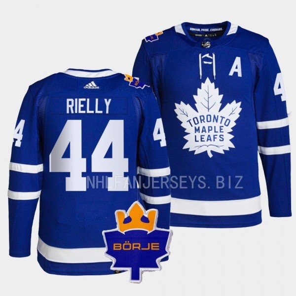 Toronto Maple Leafs 2022 The King Borje Patch Morgan Rielly #44 Blue Authentic Jersey Men's