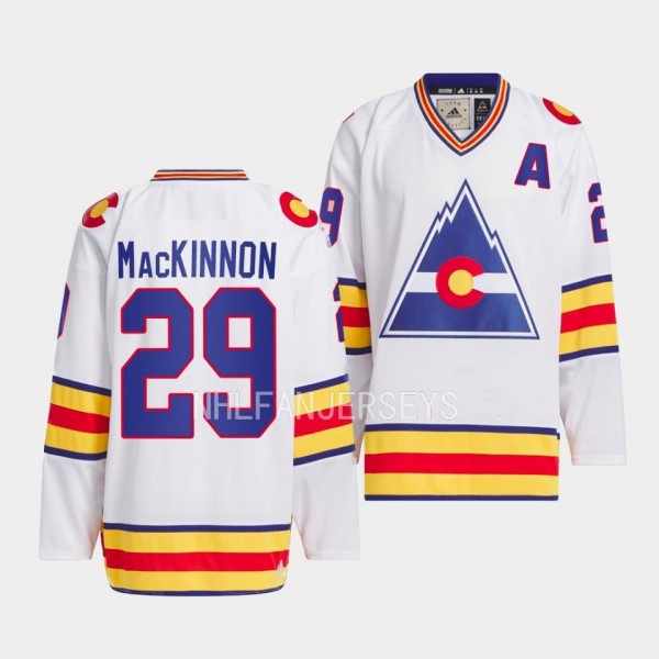 Colorado Avalanche Team Classic Nathan MacKinnon White #29 1977 Hockey Jersey
