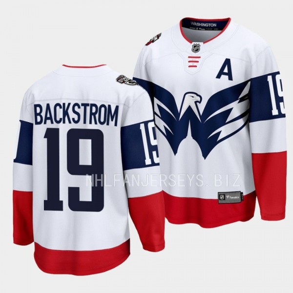 Washington Capitals Nicklas Backstrom 2023 NHL Stadium Series White Breakaway Player Jersey Men's