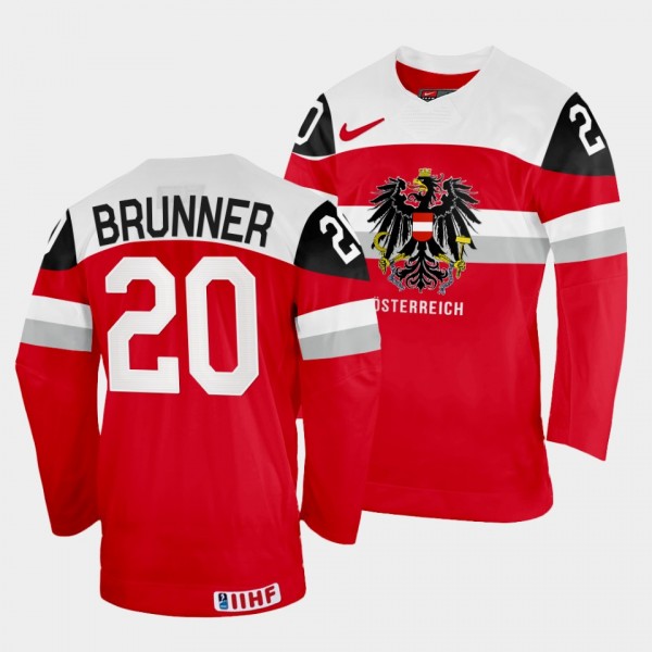 Austria 2022 IIHF World Championship Nico Brunner #20 Red Jersey Away