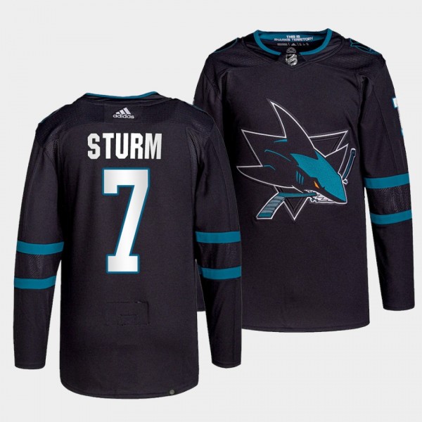 Nico Sturm #7 Sharks Alternate Black Jersey 2022 Primegreen Authentic