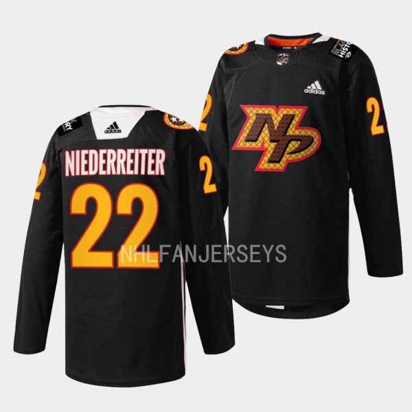 Nashville Predators 2023 Black History Month Nino Niederreiter #22 Black Jersey Kente-Inspired Sweater