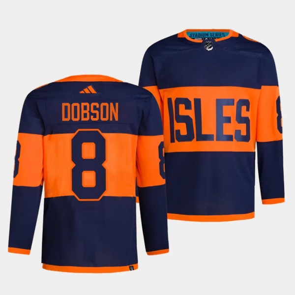 New York Islanders 2024 NHL Stadium Series Noah Dobson #8 Navy Authentic Pro Jersey Men's