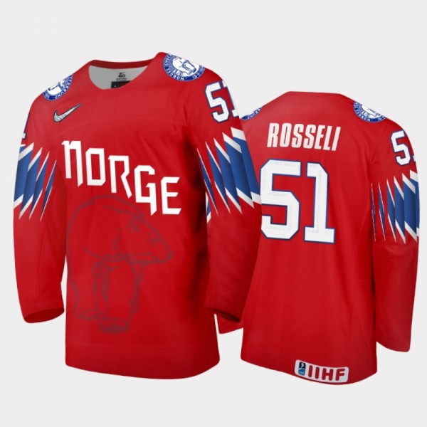 Men's Norway 2021 IIHF World Championship Mats Rosseli Olsen #51 Limited Red Jersey
