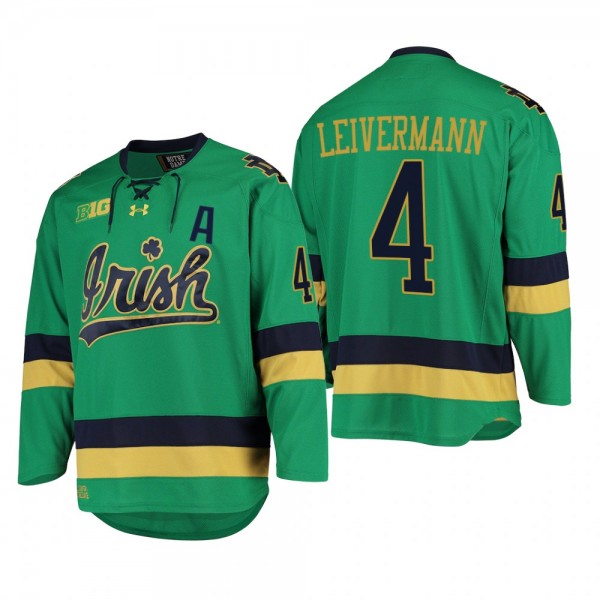Notre Dame Fighting Irish Nick Leivermann #4 College Hockey Green Jersey 2022