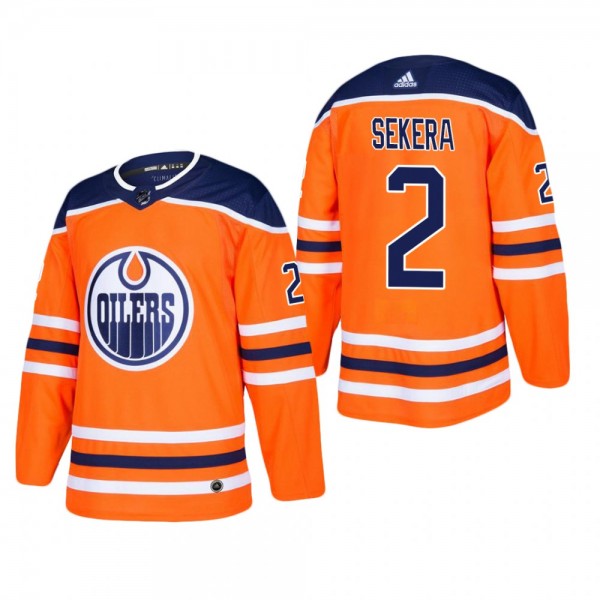Men's Edmonton Oilers Andrej Sekera #2 Home Orange...