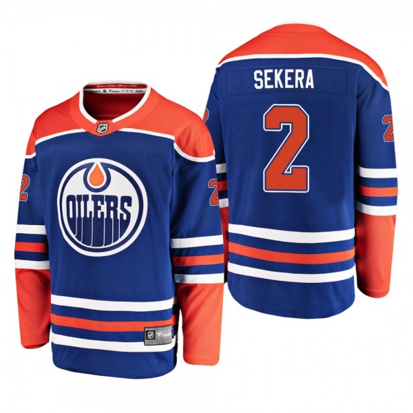 Men's Edmonton Oilers Andrej Sekera #2 2019 Alternate Reasonable Breakaway Jersey - Royal