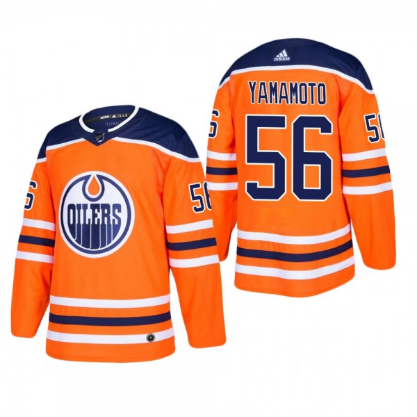 Men's Edmonton Oilers Kailer Yamamoto #56 Home Ora...