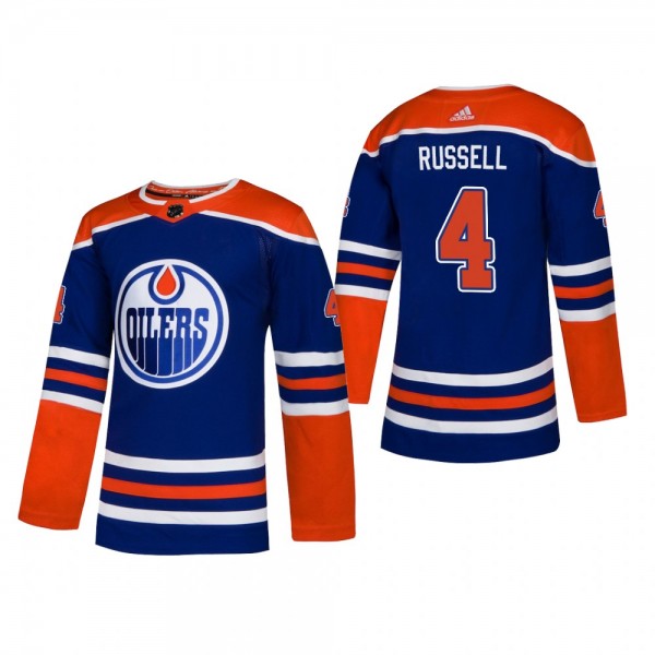 Men's Edmonton Oilers Kris Russell #4 2019 Alternate Reasonable Adidas Authentic Jersey - Royal