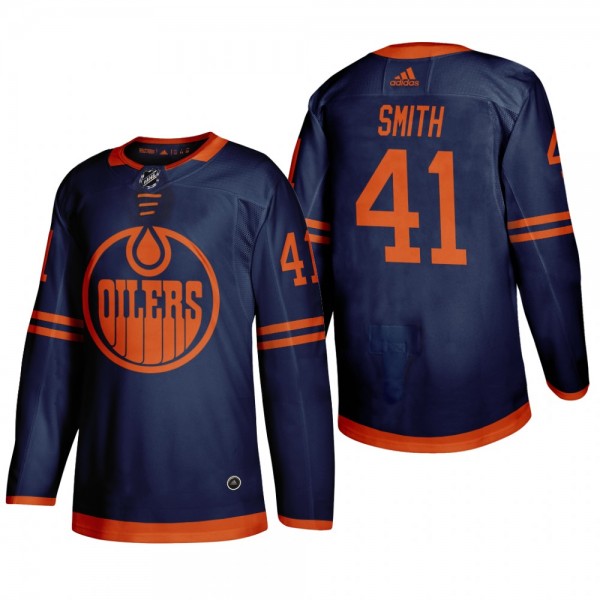 Edmonton Oilers Mike Smith #41 2020 Season Alternate ADIZERO Blue Jersey