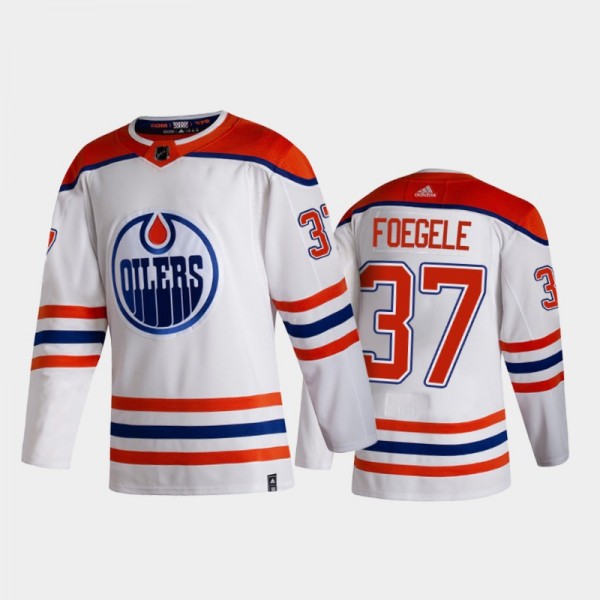 Edmonton Oilers Warren Foegele #37 2021 Reverse Retro White Special Edition Jersey