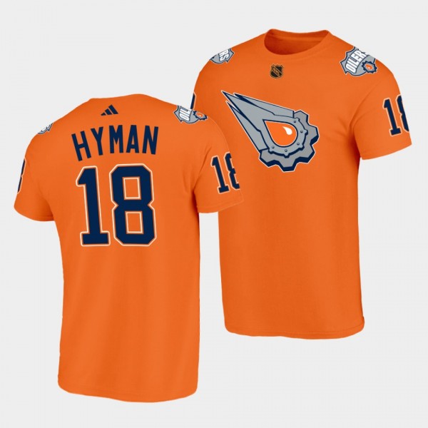 Edmonton Oilers Reverse Retro 2.0 Zach Hyman #18 Orange T-Shirt Special Edition