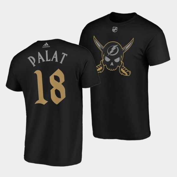 Ondrej Palat #18 Tampa Bay Lightning Gasparilla inspired Pirate-themed Black T-Shirt